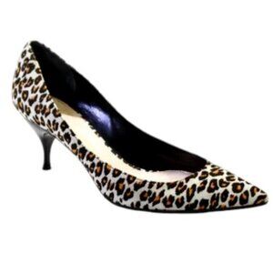 Nina Ricci Suede Animal Print Pointed Toe Pumps